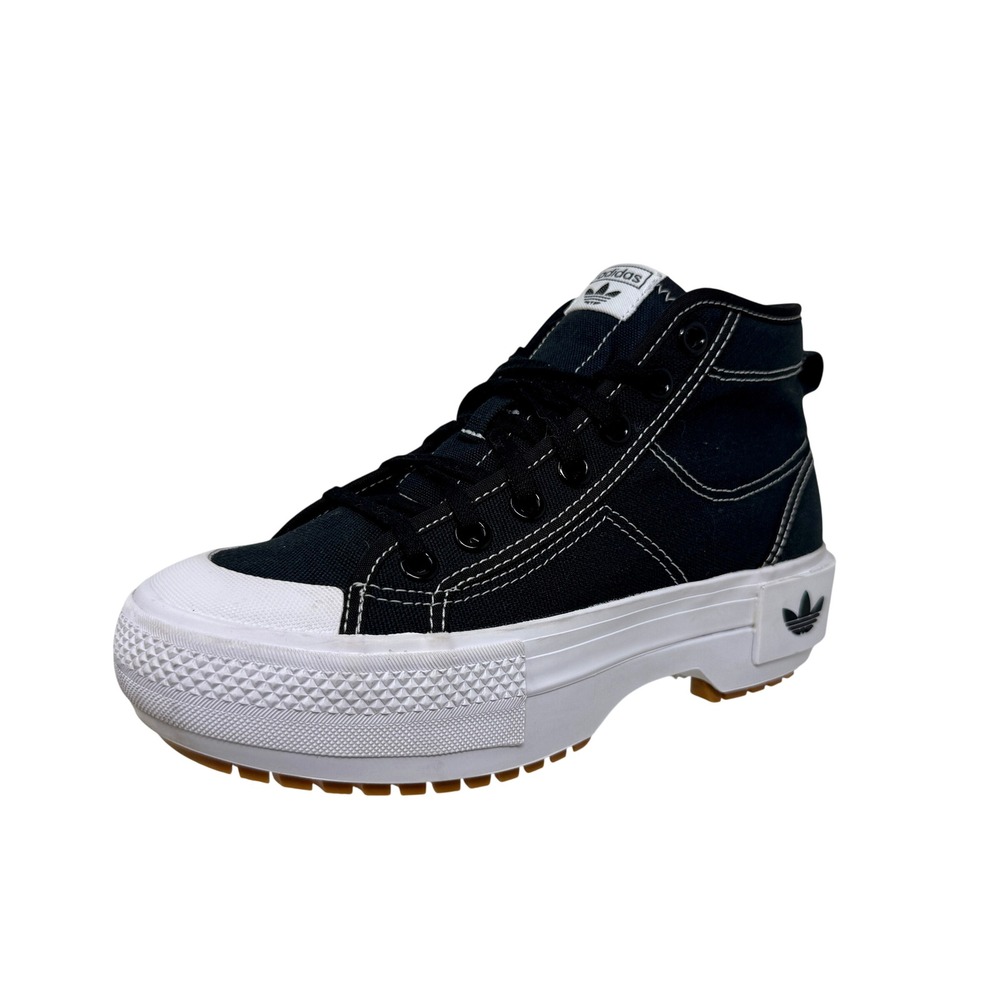 Adidas Nizza Trek Womens Black White Platform Canvas Sneakers GZ8857 Size 6